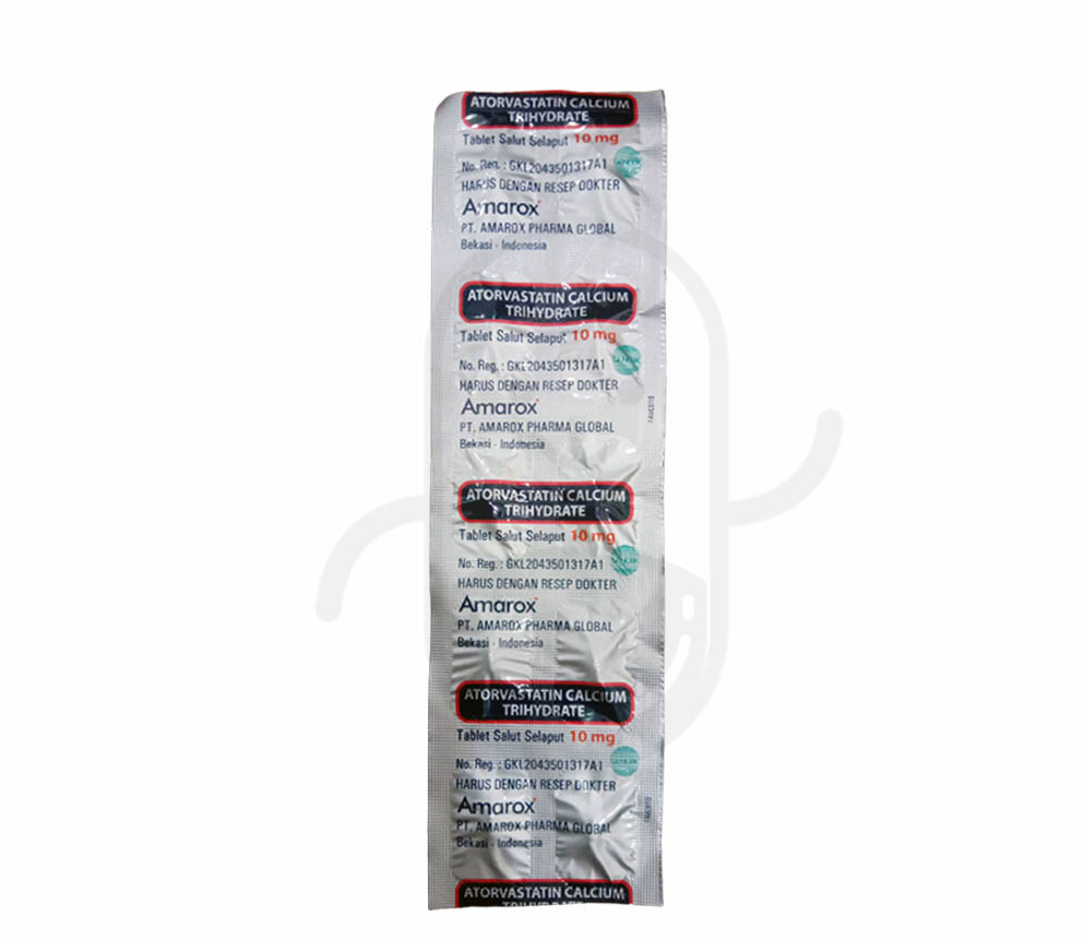 TORVASTATIN CALCIUM TRIHYDRATE AMAROX 10 MG STRIP 10 TABLET