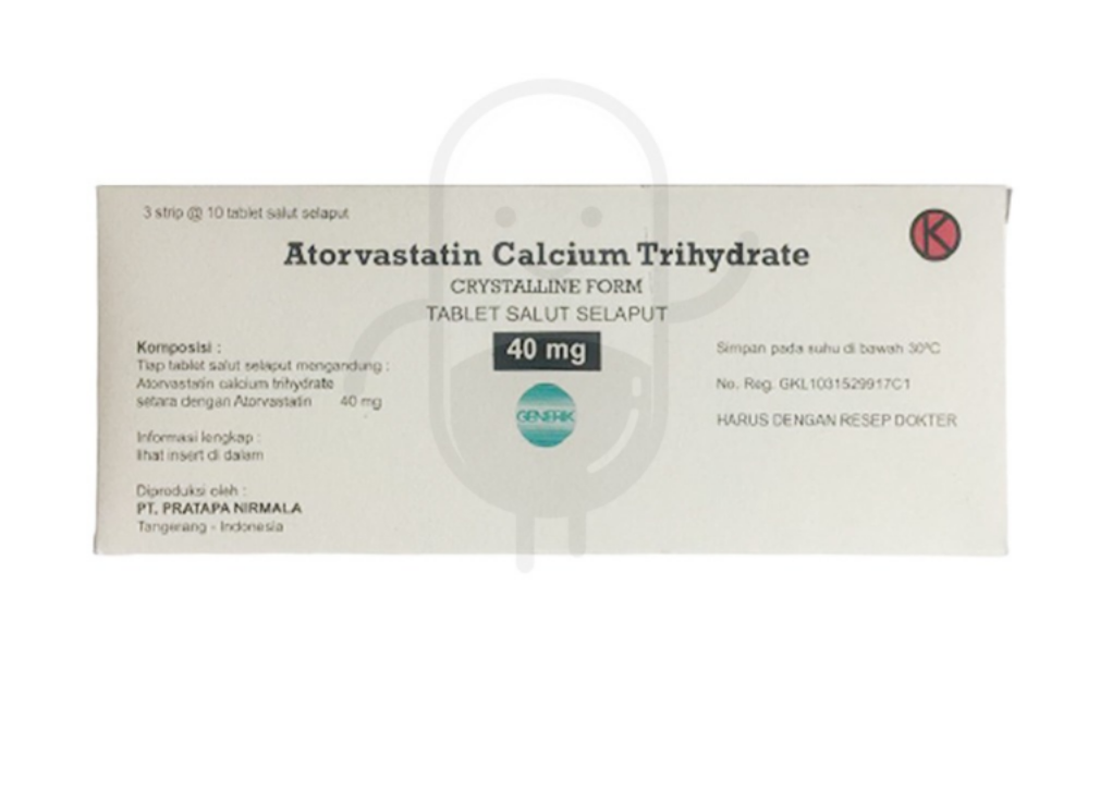 ATORVASTATIN CALCIUM TRIHYDRATE PRATAPA NIRMALA 40 MG BOX 30 TABLET